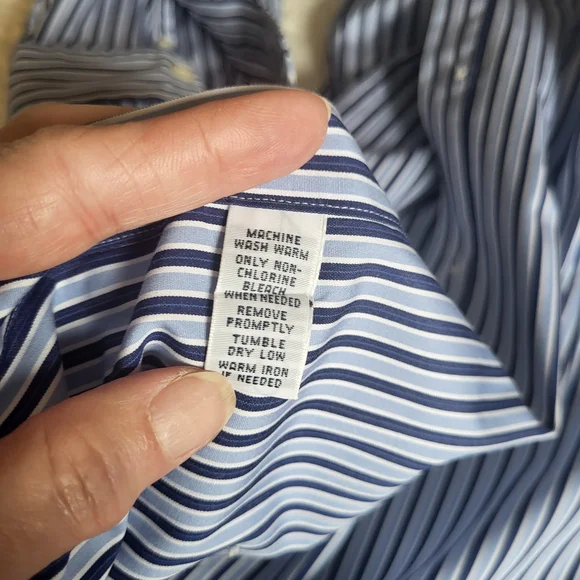 Ralph Lauren Navy Striped Button Down Shirt - Picture 9 of 14